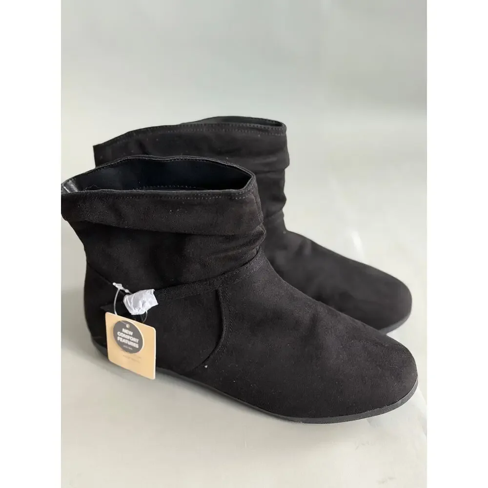 NEW! 12W St. John's Bay Kyle Womens Flat Heel Slouch Boots Black